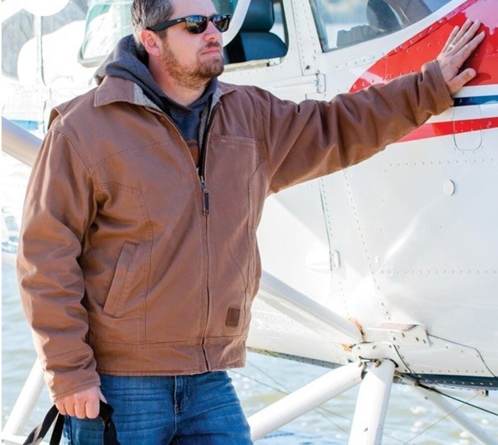 Burne Bush Pilot Jacket Large Bomber Quilted Lining Insulated Canvas